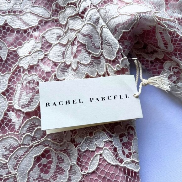 NWT RACHEL PARCELL WHITE LACE SHORT SLEEVE SHEATH MIDI COCKTAIL DRESS - S - Picture 9 of 14